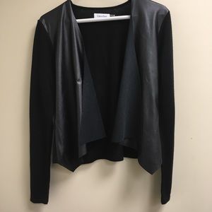 Calvin Klein Black Pleather Cardigan Sweater